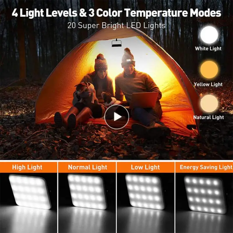 

Bbq Camping Light Rechargeable Portable Tent Lamp Lantern Usb Led Emergency Lights Hanging Tent Outdoor Bulb Waterproof 100w