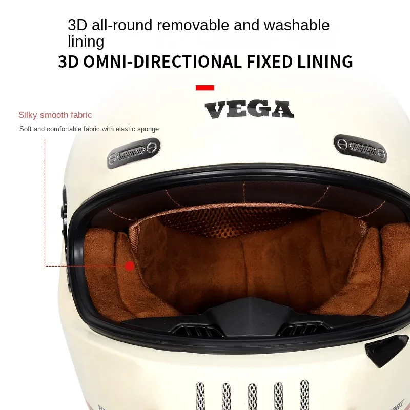 США VEGA Мотоциклетный шлем из стекловолокна Ретро анфас Внедорожный гоночный Cascos