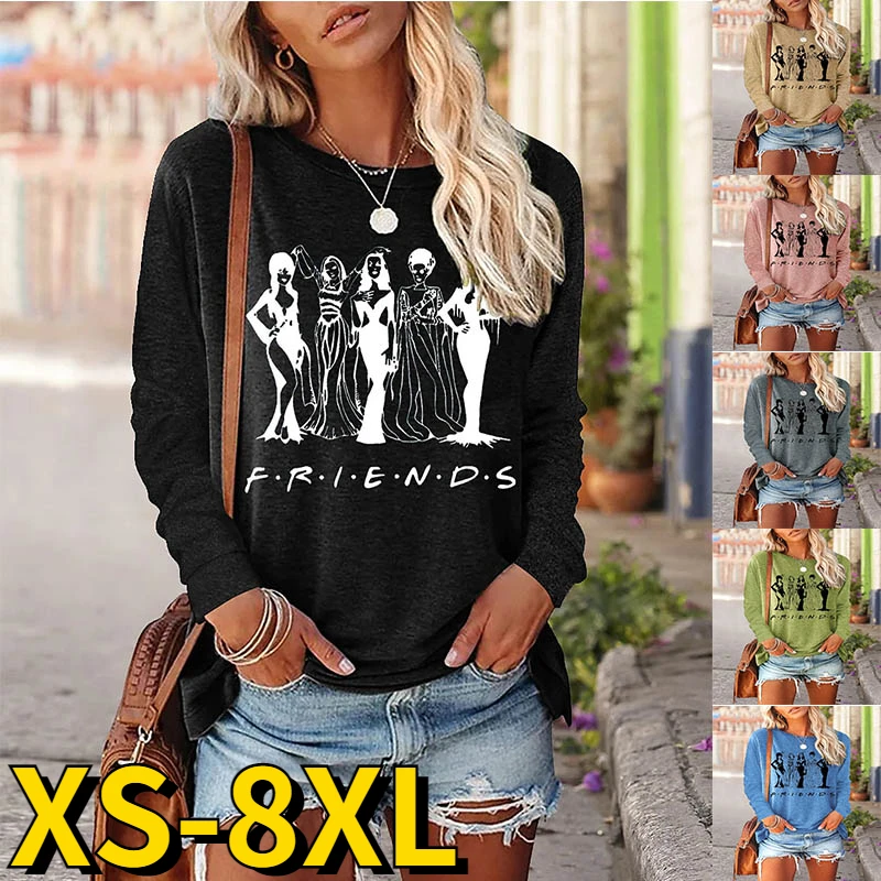 

Abstract Print Pullover Autumn Women's Round Collar Loose Slim Top Fashion Casual Oversized Long Sleeve Everyday Street Tee