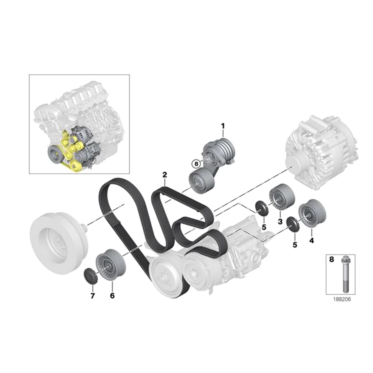 11287628279 11287586901 Ремень двигателя для BMW 7 серии F01 740i 3.0L L6 2011-2012