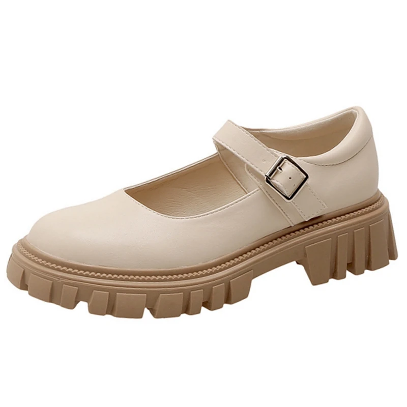 

Thick-soled Mary Jane shoes women's 2022 spring and summer new leather one word belt shallow mouth women's shoes JK uniform