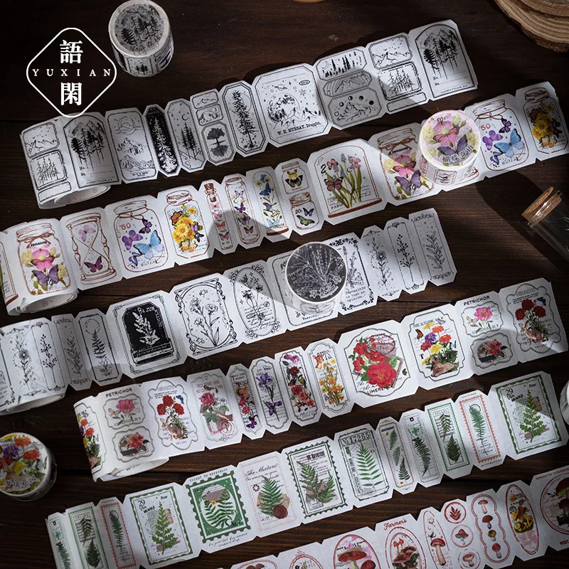 

Vintage Nature Plant Flower Butterfly Masking Washi Paper Tape Decorative Adhesive Diy Scrapbooking Sticker Label Journaling