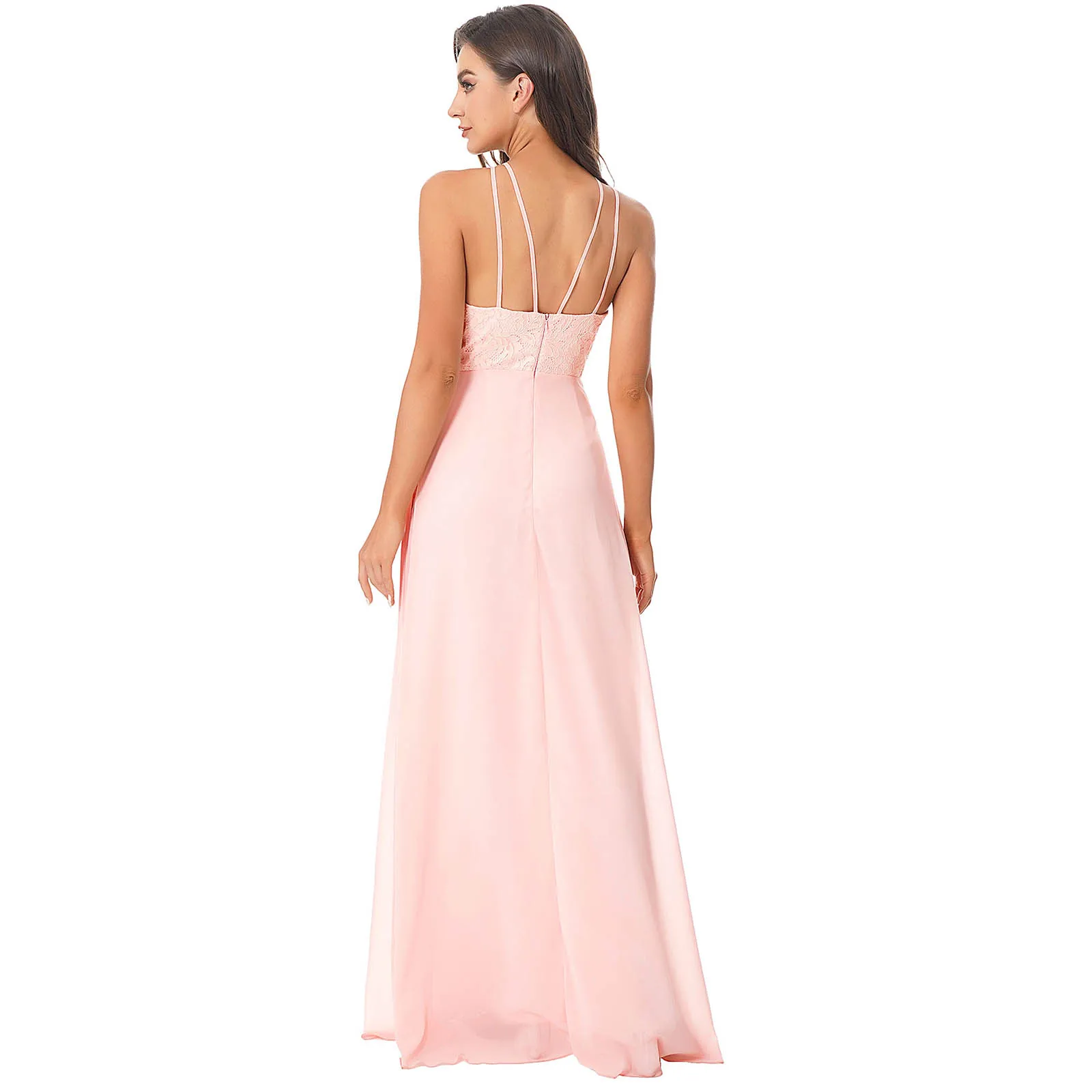 Платье для подружки невесты женское кружевное шифоновое вечернее платье макси