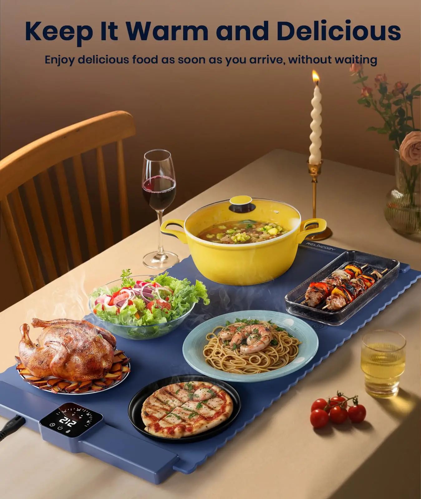Подогревающий коврик для еды электрический подогреватель Силиконовый поднос с 5