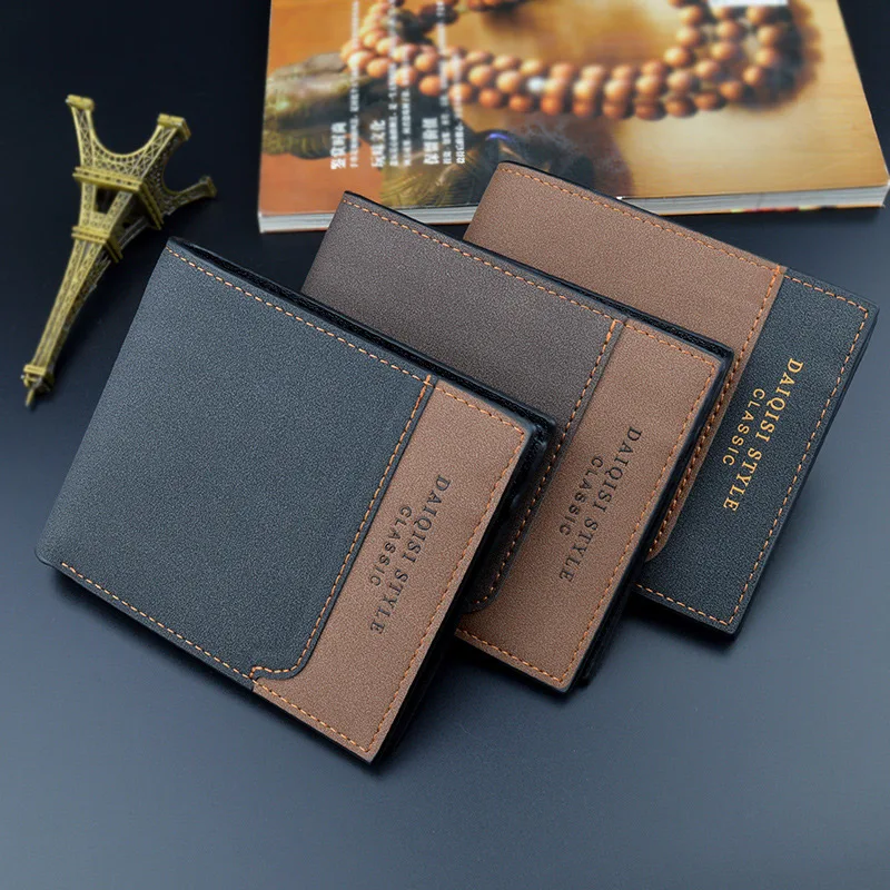 New Men's Wallet Short Wallet  Fashionable Color  Thin Style  Frosted  Large Capacity Zipper  Horizontal Style Soft Wallet