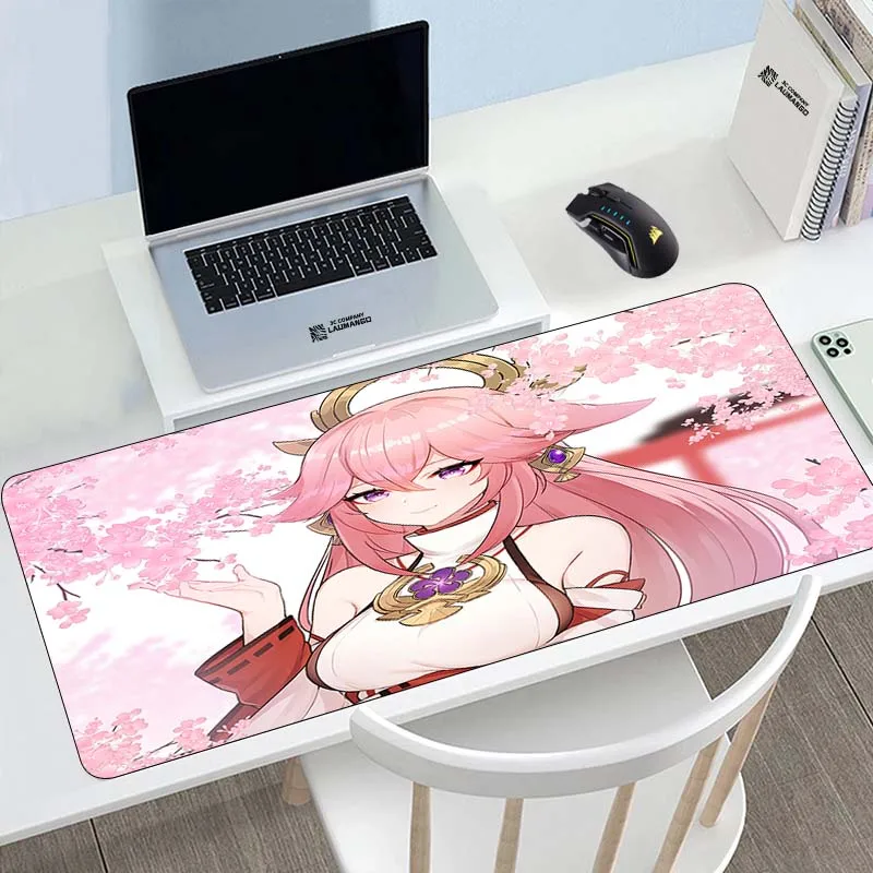 

Desk Mat Honkai Impact Yae Miko Keyboard Xxl Mouse Pad Anime Pc Gamer Gaming Accessories Carpet Mousepad Cabinet Mats Desk Mat