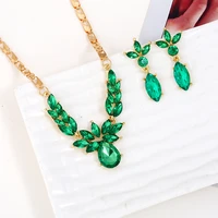 flower shaped rhinestones pendant jewelry set for women noble grace necklace earrings wedding bridal charm crystal banquet sets