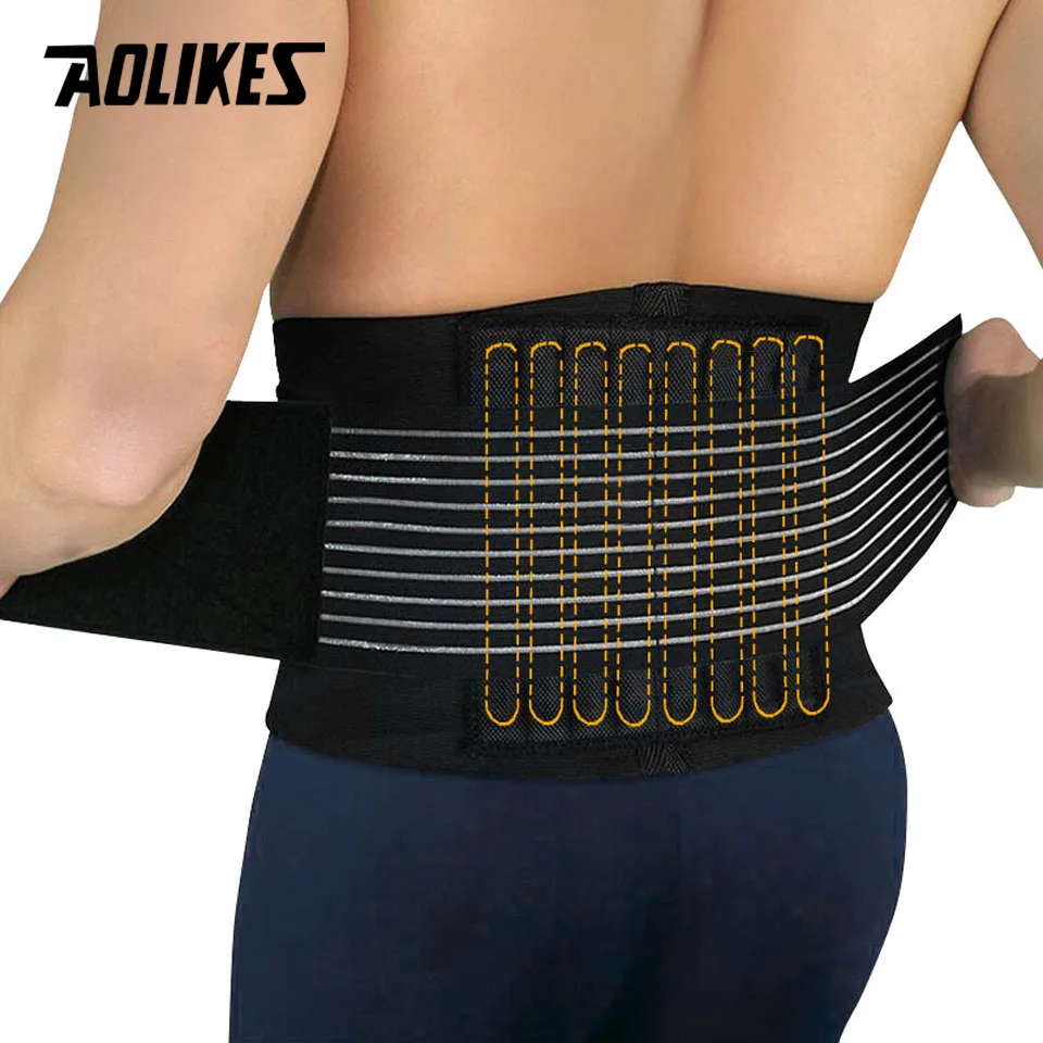 

AOLIKES 1PCS Lumbar Support Waist Pain Back Injury Supporting Brace For Fitness Weightlifting Belts Sports Safety Corrector