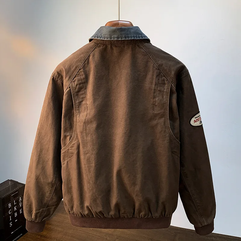 Американская рабочая одежда с лацканами в стиле ретро мужская осенняя модная