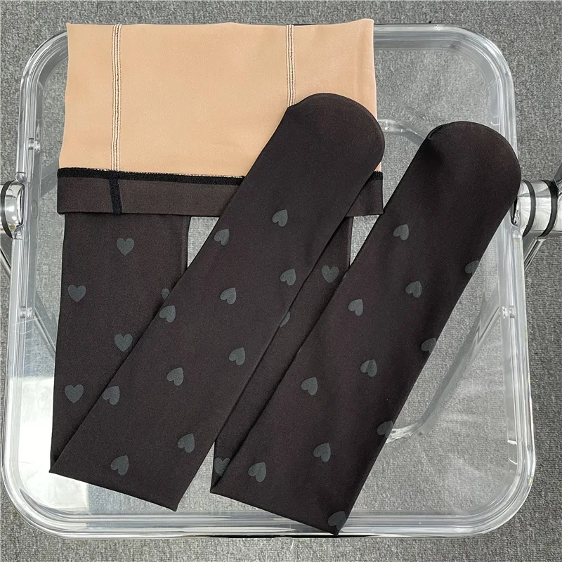 Women's stockings black fake meat sexy pantyhose thickened bow love stockings hook-proof stockings sexy printed tights pantyhose
