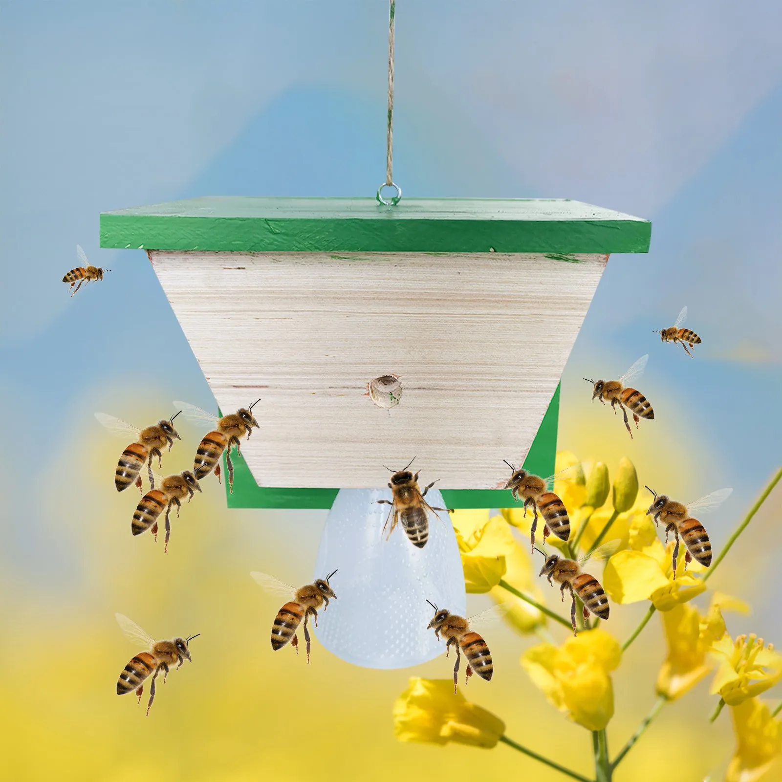 

Bee Wasps Trap Home Outdoor Dual Use Wooden Bee Trap Best Bee Trap