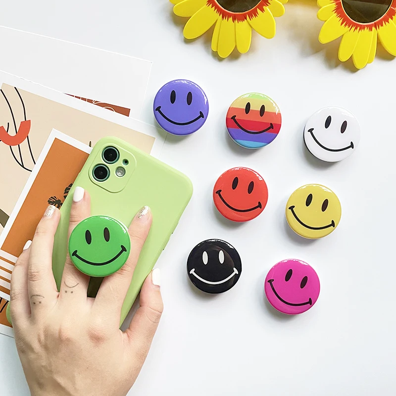 

Korea Epoxy Smile Phone Holder Griptok Multi-color Smart Phone Holder for IPhone 11 12 13 Pro Max X Mini 11 7 8 Plus Grip Tok