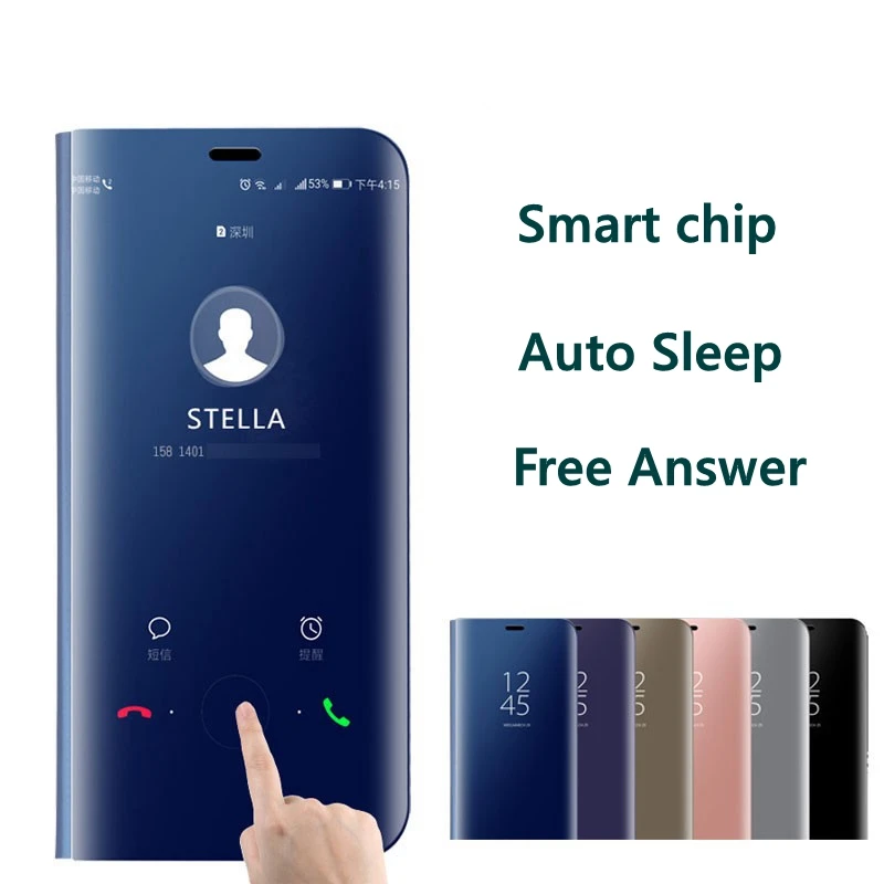 

S9 Original Chip Smart Case for Samsung Galaxy S8 Plus Free Answer Auto Sleep Cover View Flip Leather Fundas S8plus Window Shell