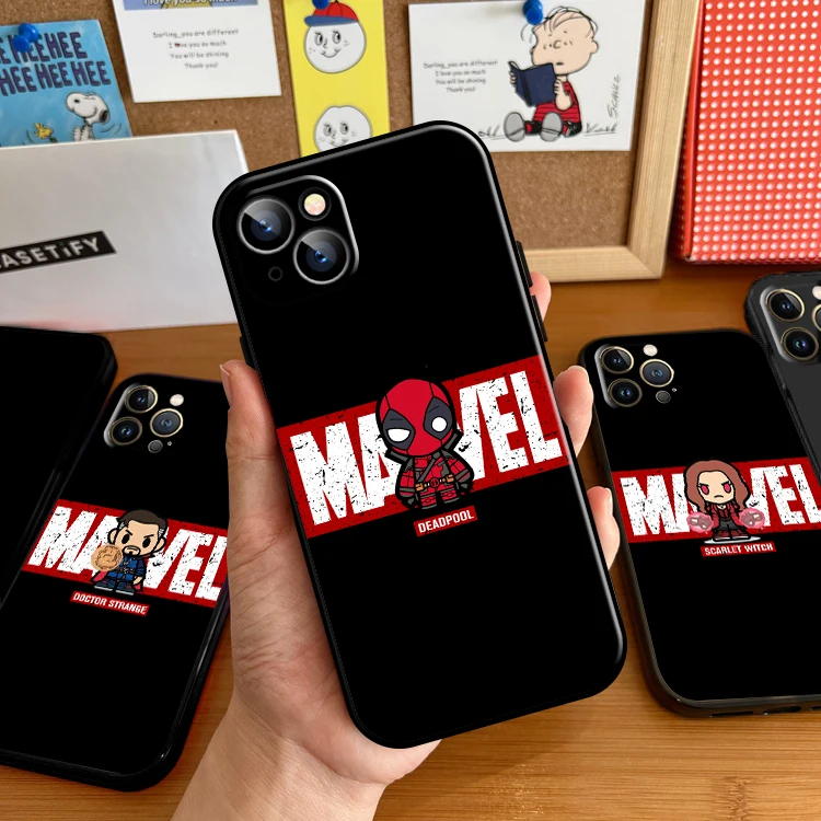 

Cute Marvel Logo For Apple iPhone 13 12 11 Pro 12 13 Mini X XR XS Max SE 6 6S 7 8 Plus Phone Case Black Soft Silicone Cover