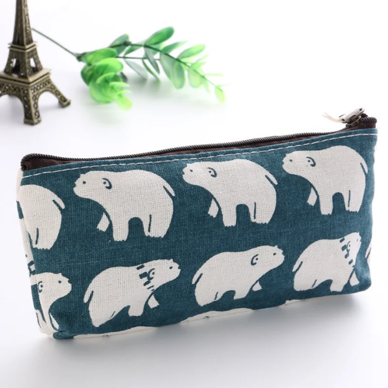 

Canvas Beer Whale Cactus Pencil Bag Case Stationery Pens Storage Bag Stationery Storage Women Girls Makeup Bag Organizer