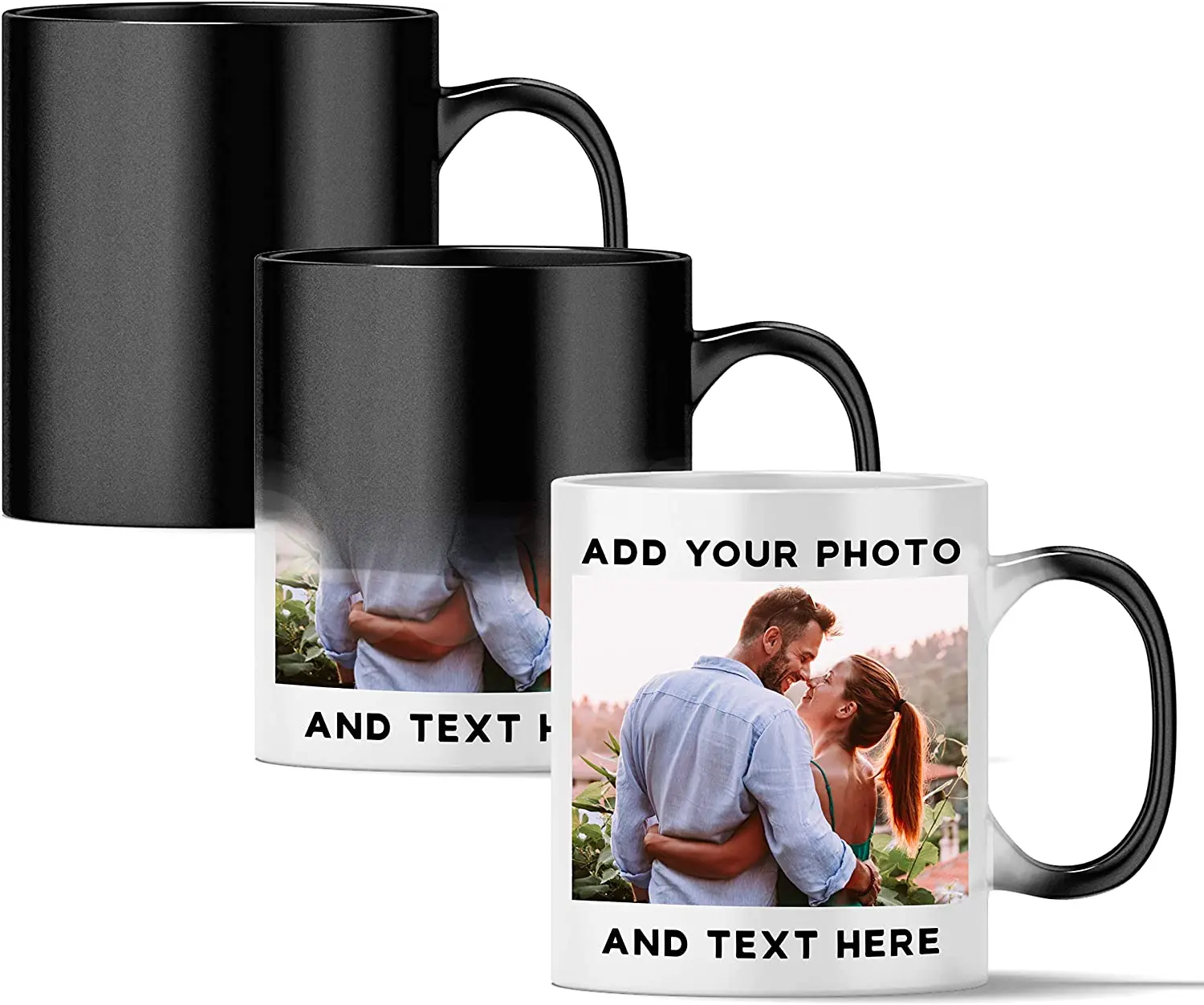 Taza de café personalizada con foto o texto, Taza de cerámica sensible al calor con impresión DIY