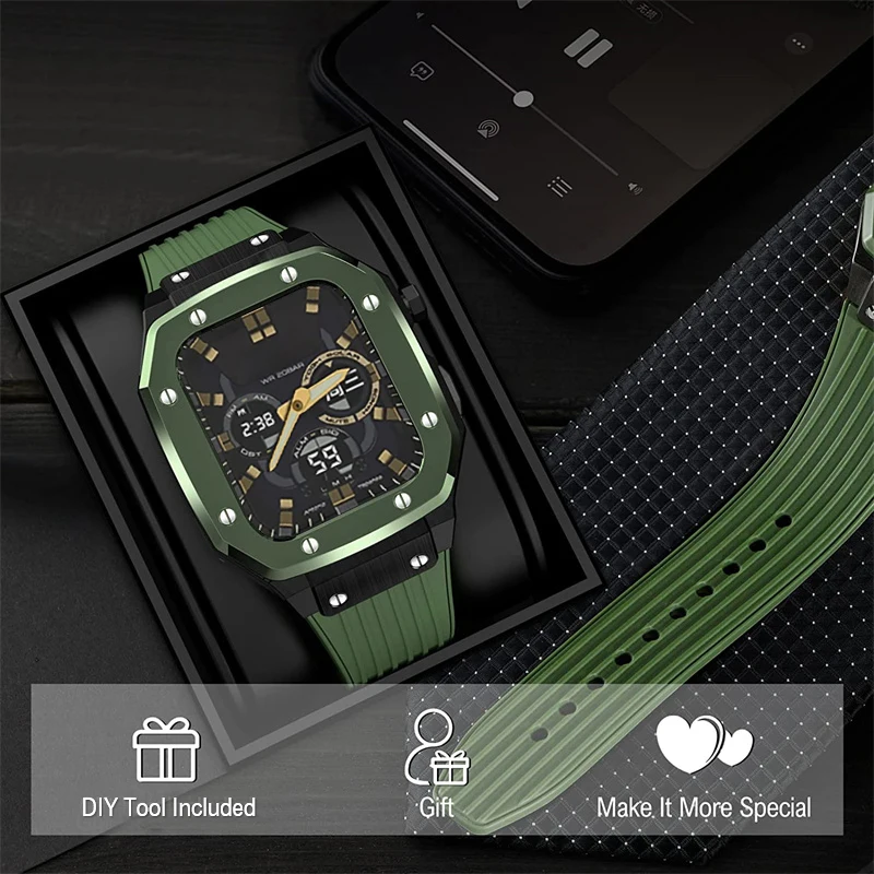 Роскошный модифицированный чехол для Apple Watch Series 8 7 6 5 4 44 мм 45 мужской прочный