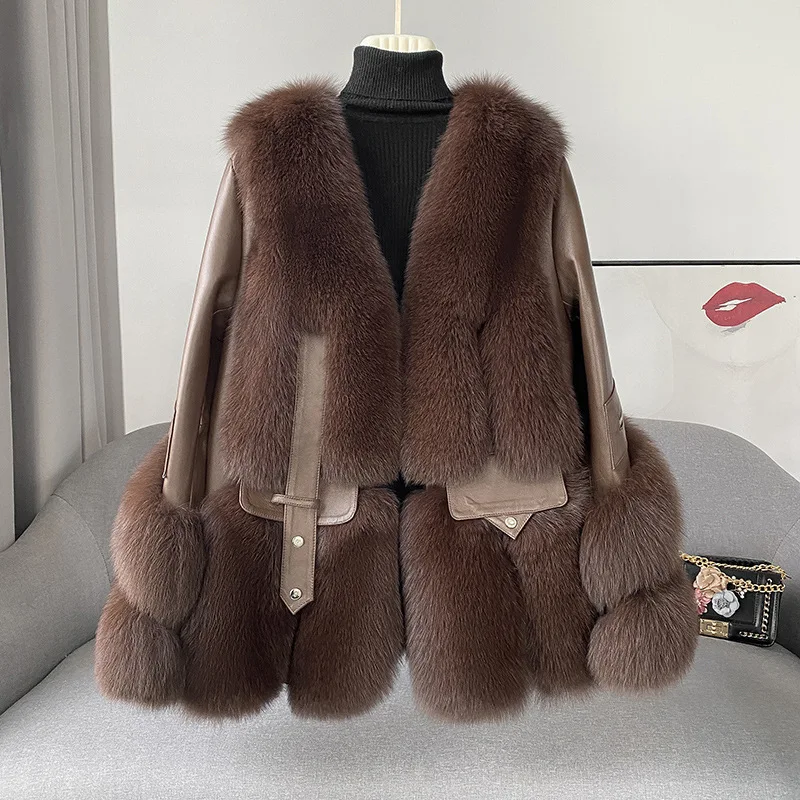 Fox Fur Coat Women's New Medium Long Young Fur Plus Fur Coat Winter Jacket Women