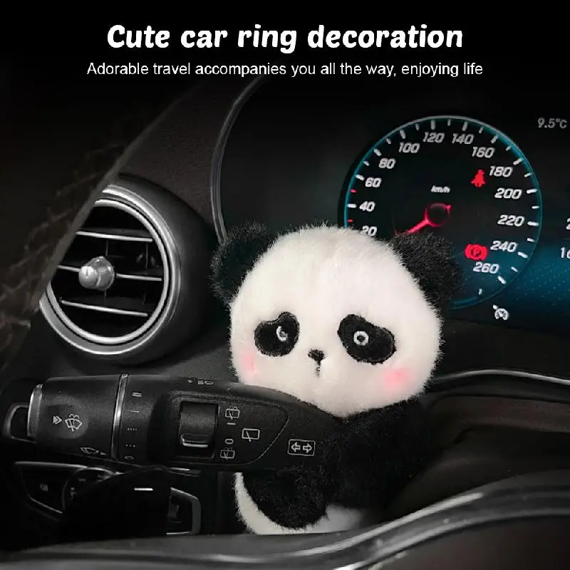 Car Plush Doll Ornaments Cute Panda Column Shifter Turn Signal Wipe Lever Decoration Accessories For Tesla Mercedes Benz