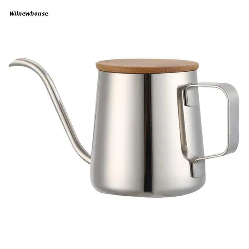 

Кофейник F63A с длинным узким носиком, 350 мл, чайник с гусиной шеей, ручной капельный чайник из нержавеющей стали, чайник для заваривания кофе и...