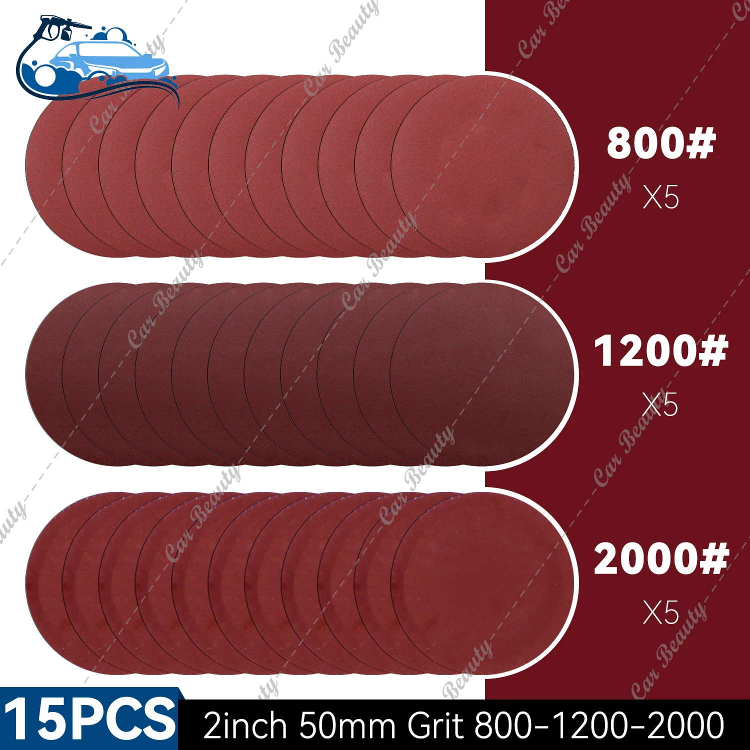 

2-дюймовая 50 мм круглая наждачная бумага зернистостью 60-5000 для шлифовального диска на липучке для шлифовальных машин, дрели, шлифовальных и вращающихся инструментов, полировка