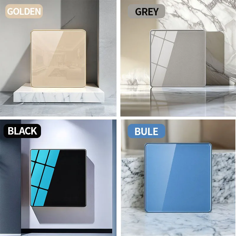 

Панель из хрустального закаленного стекла, настенная лампа, выключатель-1/2/3/4 Gang 1/2 Way-кнопка для телефона-86*86 мм-16A 250V