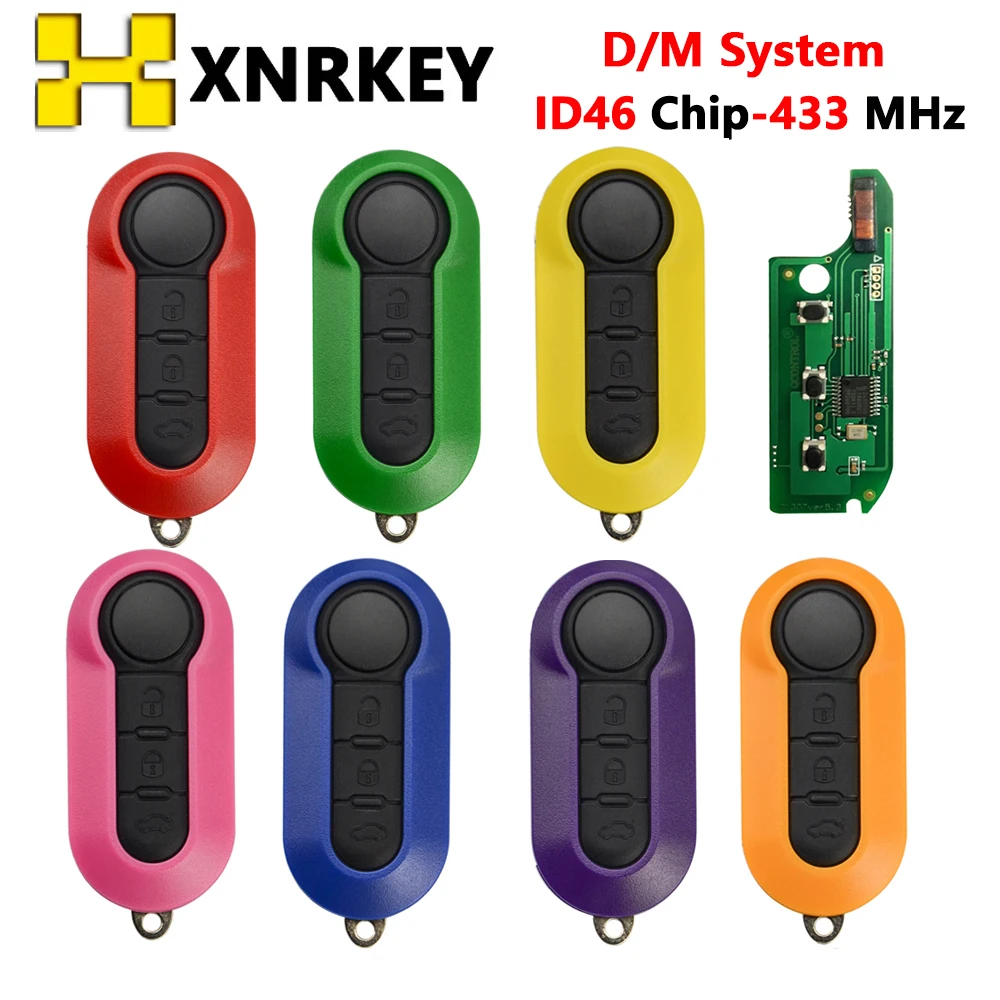 Фото Пульт дистанционного управления XNRKEY 2/3B, чип PCF7946 433 МГц для Fiat 500 500L Punto Florino Doblo Qubo Evo Grande Delphi/Marelli BSI System №1