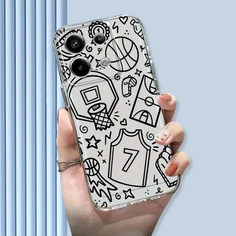 Чехол для телефона с иллюстрацией баскетбольного элемента для Xiaomi Mi Poco F2 F3 F4 F5 F6 X5 X6 X7 Pro, прозрачный защитный чехол из ТПУ (art.: 3920d83a047ee) - 3920d83a047ee