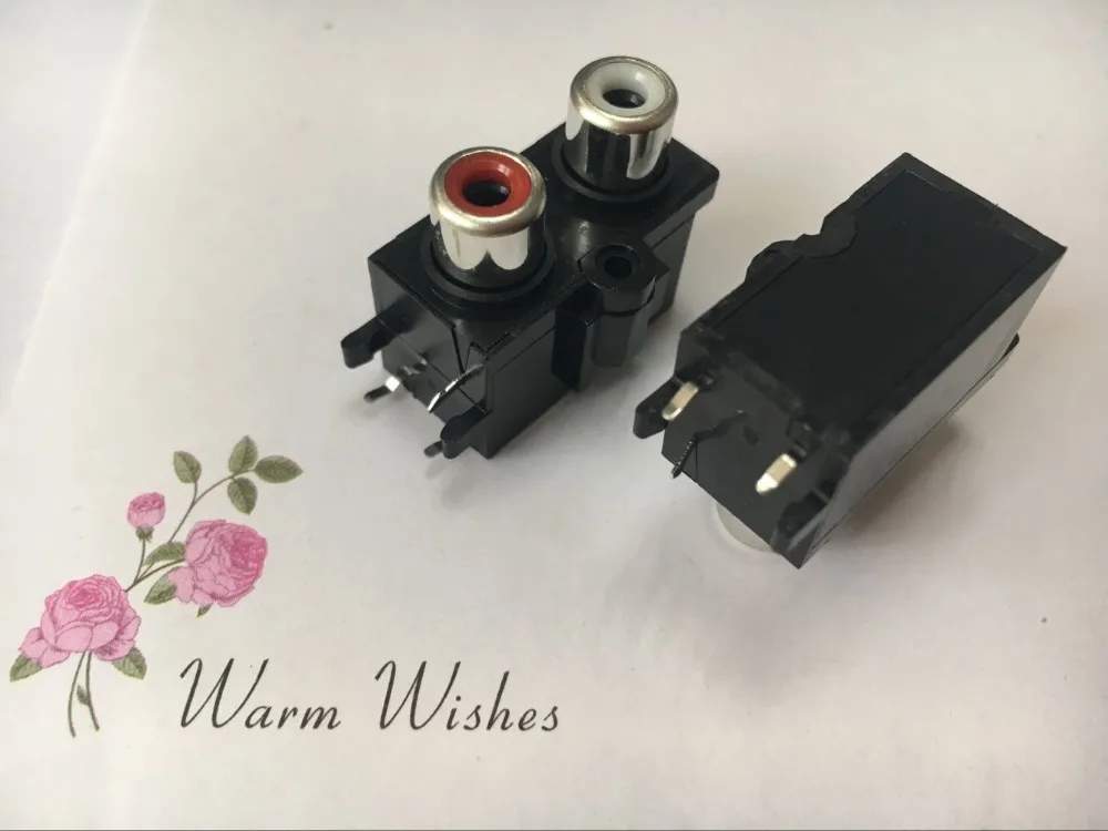 

(2 шт./упак.) красный + белый 2 цвета RCA разъем мама 180 градусов стерео аудио/видео AV Разъем два отверстия