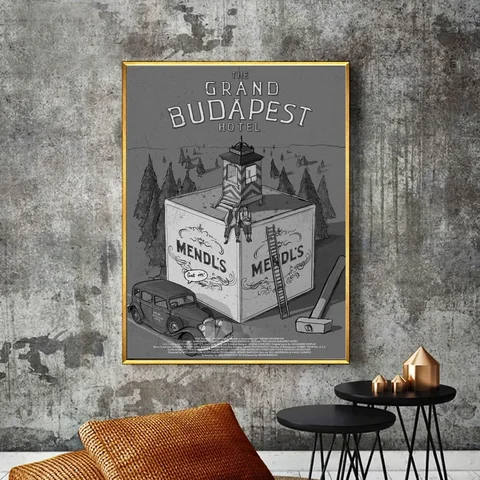 Винтажный холщовый постер из фильма «Большой Будапешт», Клубная барная бумага из крафт-бумаги, семейная картина для спальни