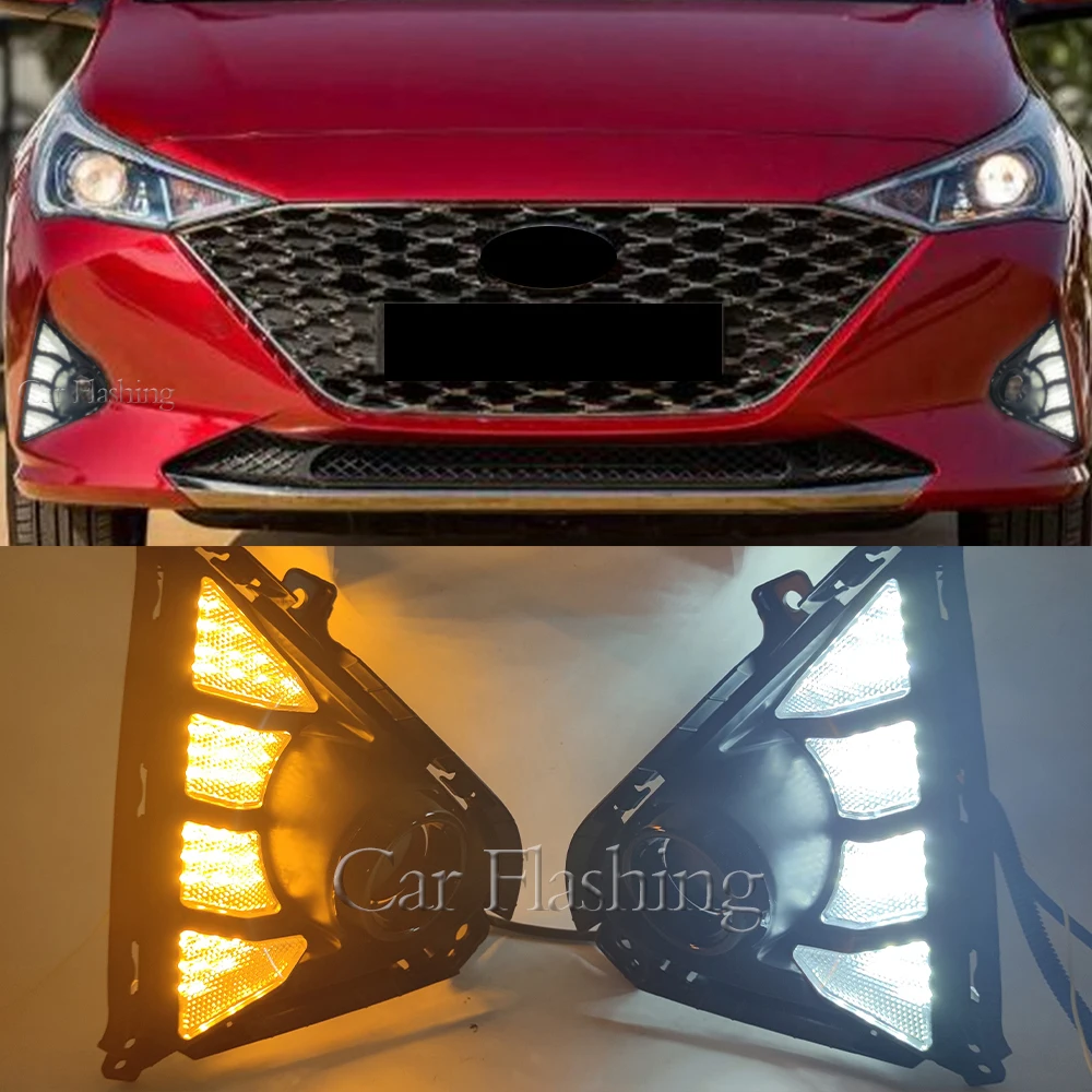 Автомобильные светодиодсветодиодный дневные ходовые огни 2 шт. для Hyundai Accent Solaris
