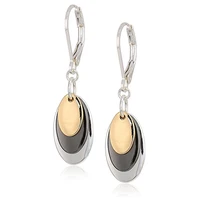 huitan tricolor metal disc drop earrings fashion versatile womens ear accessories daily wearable ol chic earrings hot jewelry