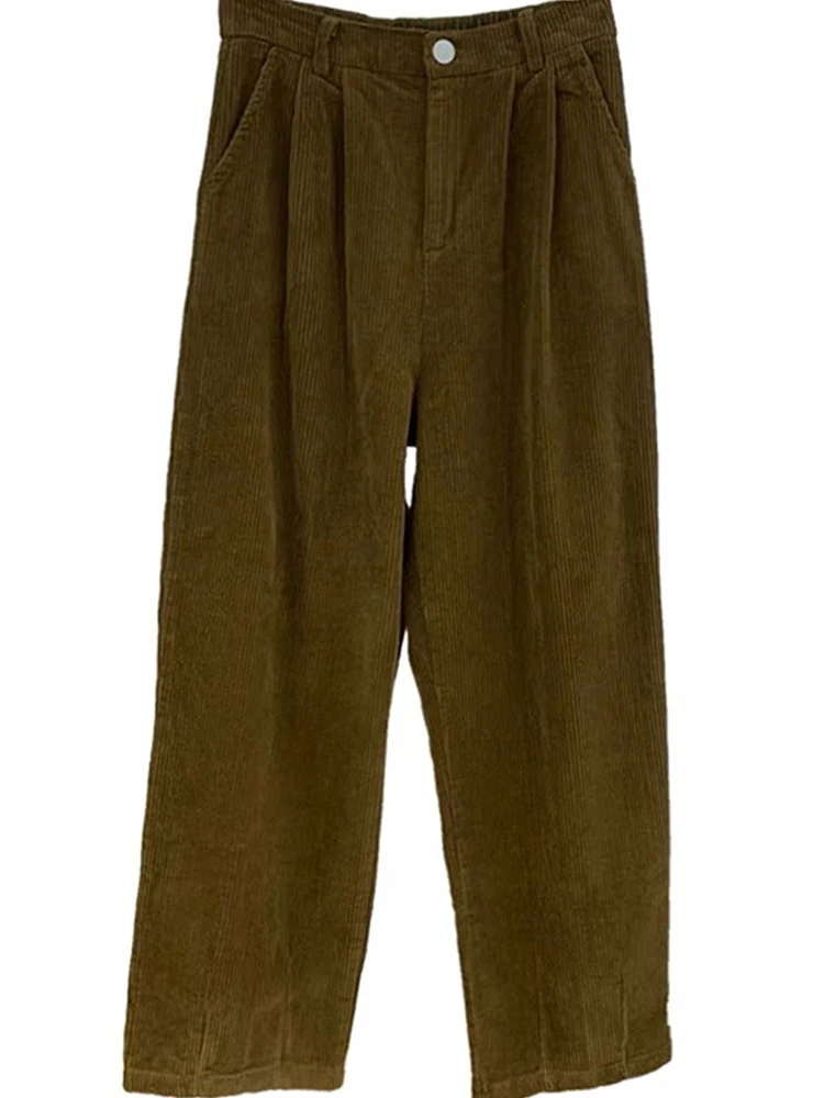 Японские модные вельветовые повседневные брюки в стиле ретро женские