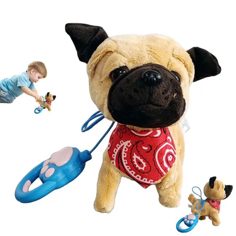 

Электронная плюшевая игрушка для щенков, плюшевая игрушка для прогулок, лай, хвост, ваггинг, тянущийся спутник, животное с дистанционным управлением