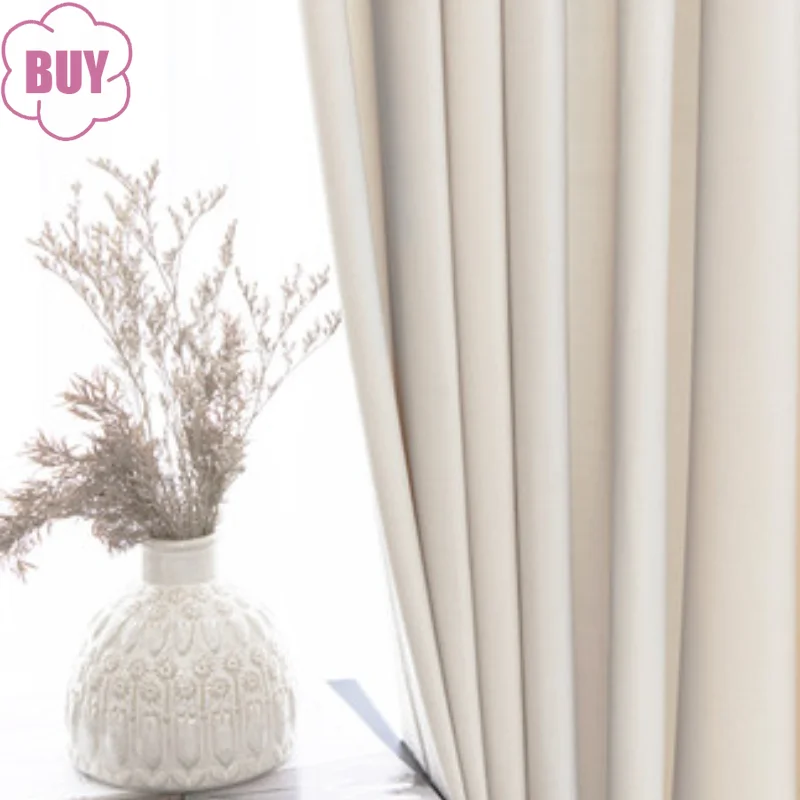 

2023Nordic Curtains For Living Dining Room Bedroom Simple Light Luxury Milky White Bay Window Velvet Cloth Curtain French Window
