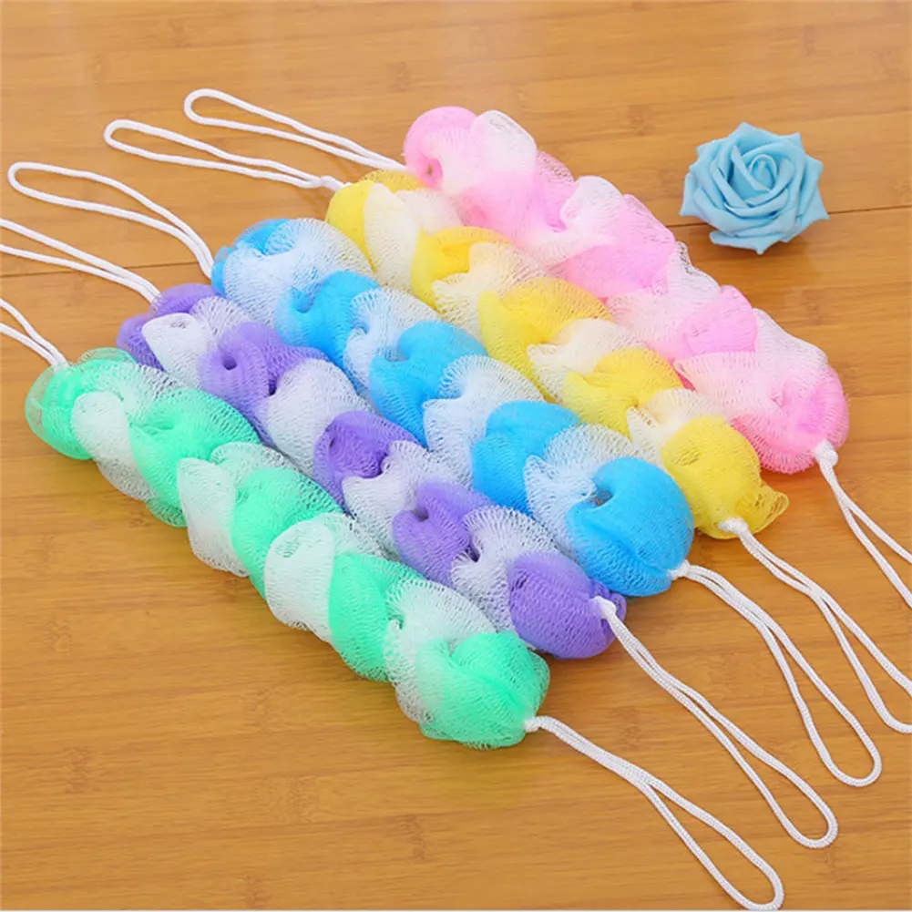 

4pcs Travel Portable Kids Adults Soft Bath Sponge Bathroom Body Cleaning Exfoliating With Lanyard Random Color PE Mesh Men Women
