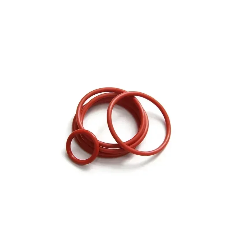 50Pcs Red VMQ O Ring Seal Gasket Thickness CS 1mm OD 5 ~ 50mm Silicone Rubber Insulated Waterproof Washer Round Shape Nontoxi