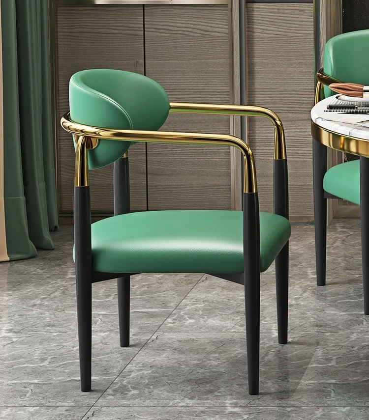

Итальянский легкий роскошный кожаный обеденный стул для дома дизайнерский Ресторан гостиница Новый обеденный стул для дома для приготовле...