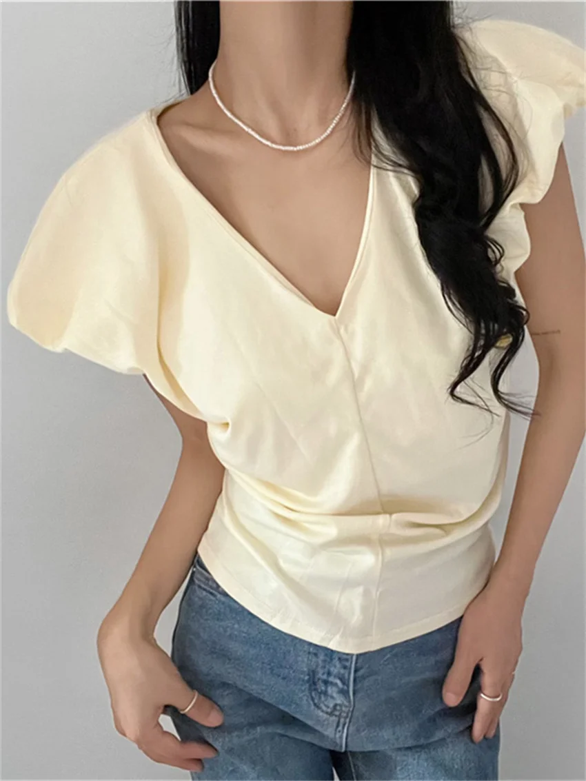 PLAMTEE 2023 нежные блузки женские шикарные модные летние офисные дамские приталенные