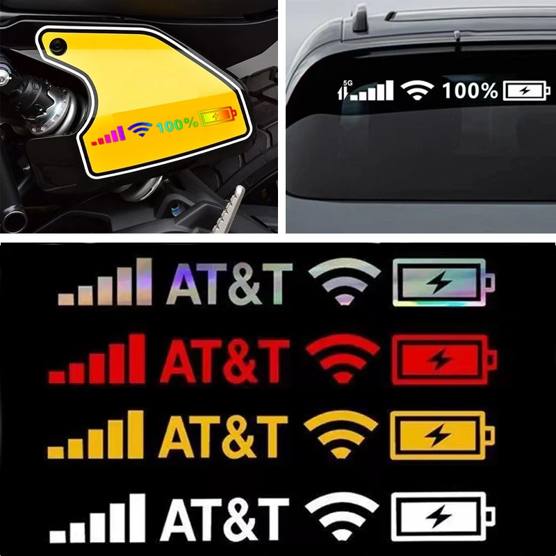 

Car Vinyl Reflective Stickers Creative 5G Mobile Phone Signal Sign Wifi Car Stickers Wifi Battery Level Signal Decals For Auto
