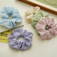 fashion solid color pleated chiffon hair tie elastic hair bands women girls hair accessories rubber band ponytail scrunchies