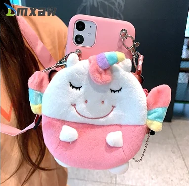 Симпатичный меховой кошелек с единорогом для Xiaomi Redmi Note 10 11 11e Pro Max 11S K40 Mi Poco M3 F3