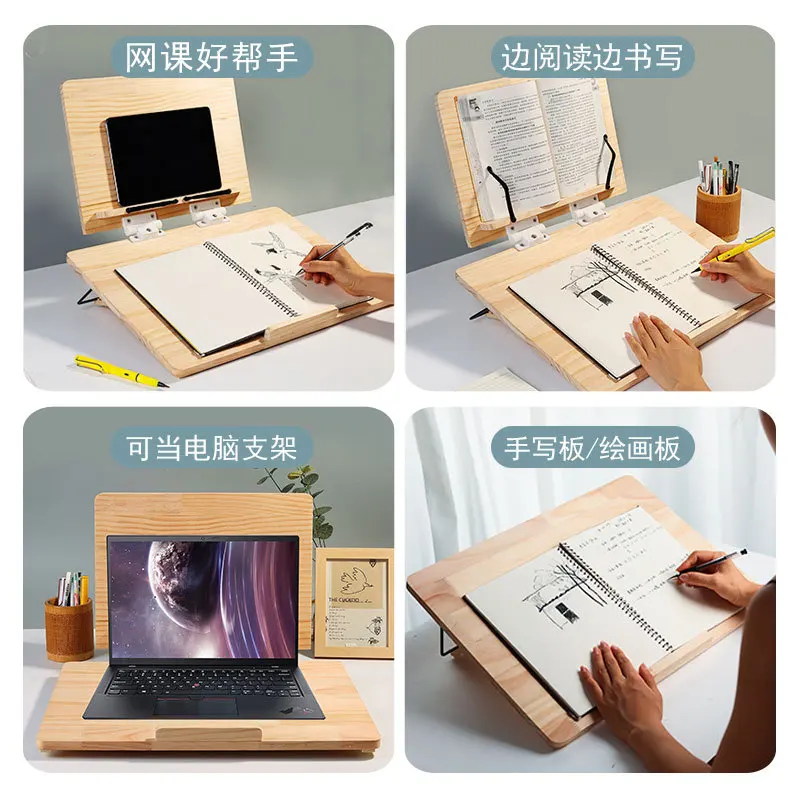 

Многофункциональная двухслойная деревянная подставка для чтения, подставка для чтения, подставка для обучения и письма, подставка для книг для каллиграфии и