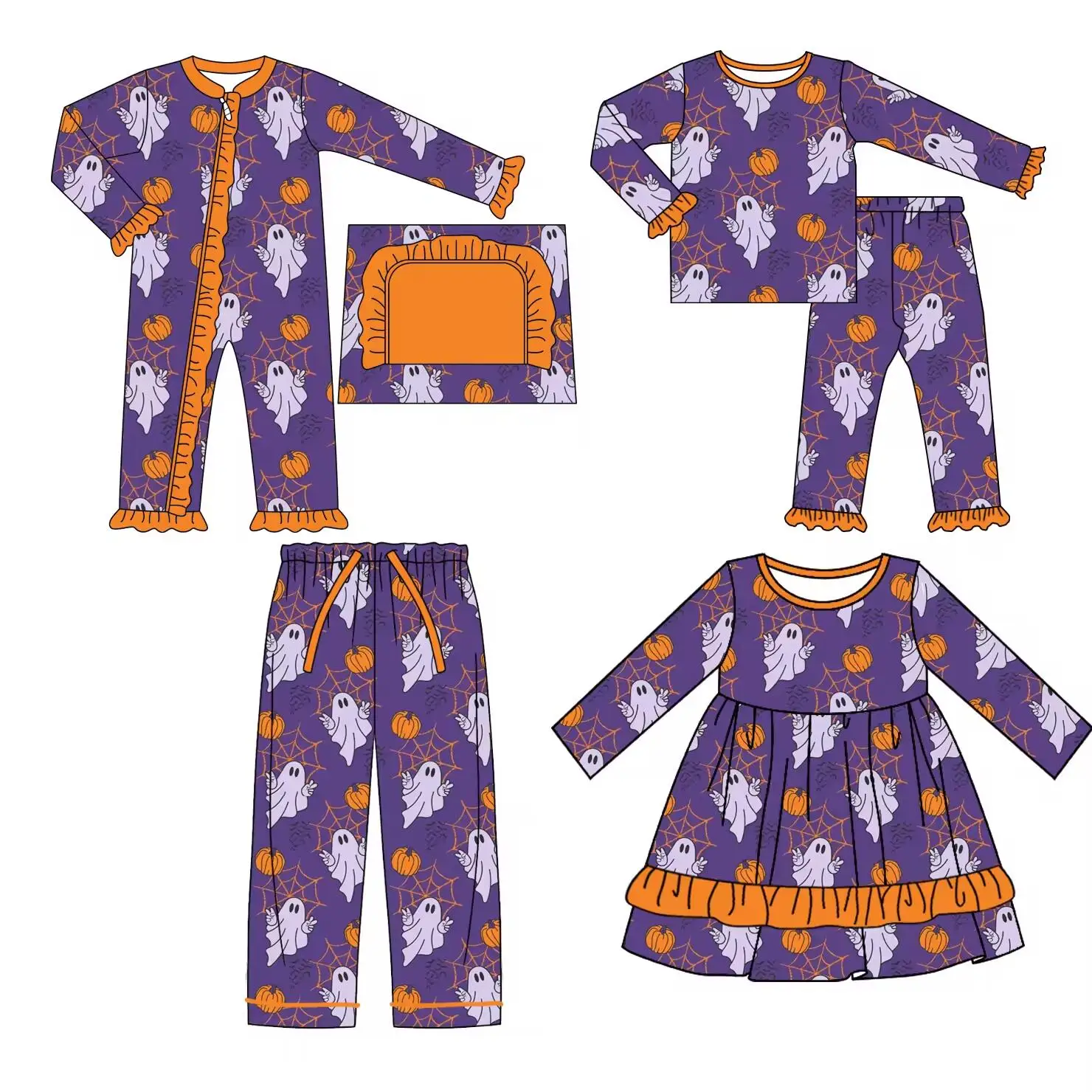 Бутик Хэллоуина Детский комплект с длинными рукавами кружевные брюки принтом