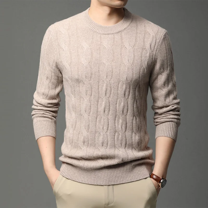 

2023 Autumn and winter round neck solid color sweater men knitted sweaters male bottoming shirt zde1895