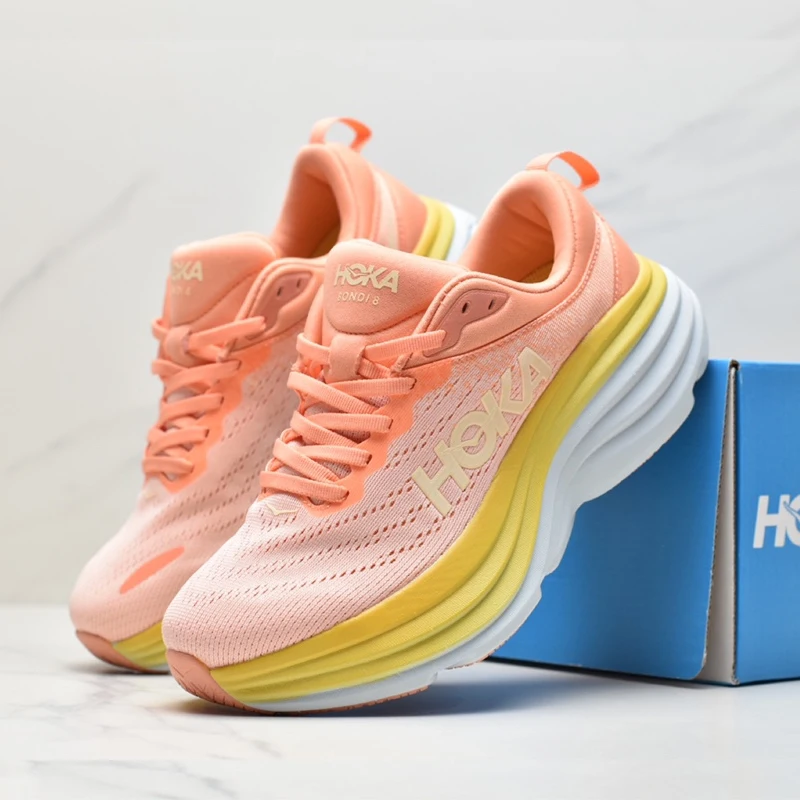 HOKA Original Bondi 8 Outdoor Running Sneakers Men Elastic Trail Shoes Lightweight Breathable Women Sneakers Couple Casual Shoes
