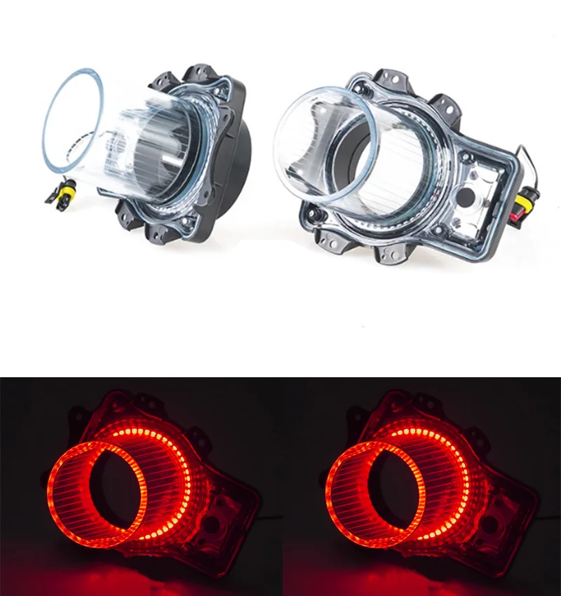 

1 комплект белых/красных светодиодных фар в сборе с воздушными вставками для фар Dodge Challenger 2015-2020 гг.