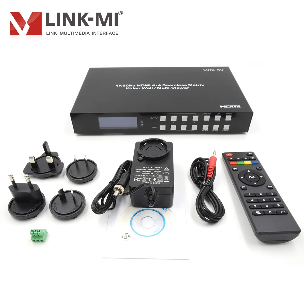 LINK-MI 4K60Hz HDMI 4X4 бесшовный матричный переключатель 2X2 видеостена 4X1 мульти-глазок