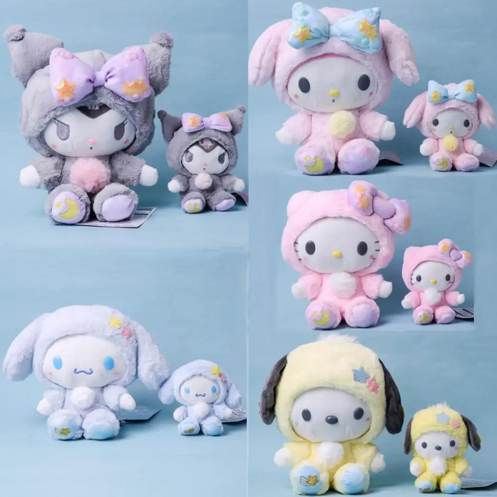 

Kawaii Sanrios Cinnamoroll My Melody Hello Kittys Kuromi Cartoon Cute Fantasy Star Pajamas Plush Stuffed Anime Doll Gifts Toy