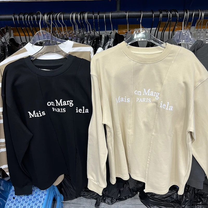 

Свитшот мужской с надписью и круглым вырезом, Модный пуловер неправильной формы с вышивкой, Повседневная Свободная кофта ММ6